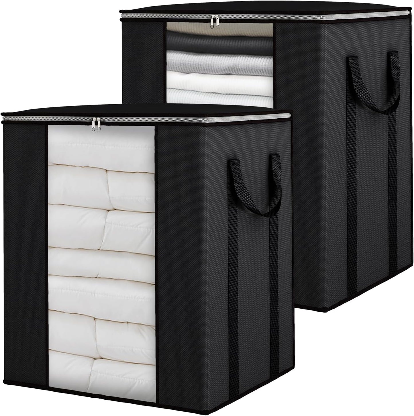 Fixwal Extra Large Blanket Storage Bags 120L Comforter Storage Bags with Reinforced Handles Breathable Clothes Storage Containers for King Comforter Bedding Pillow Sheet Grey